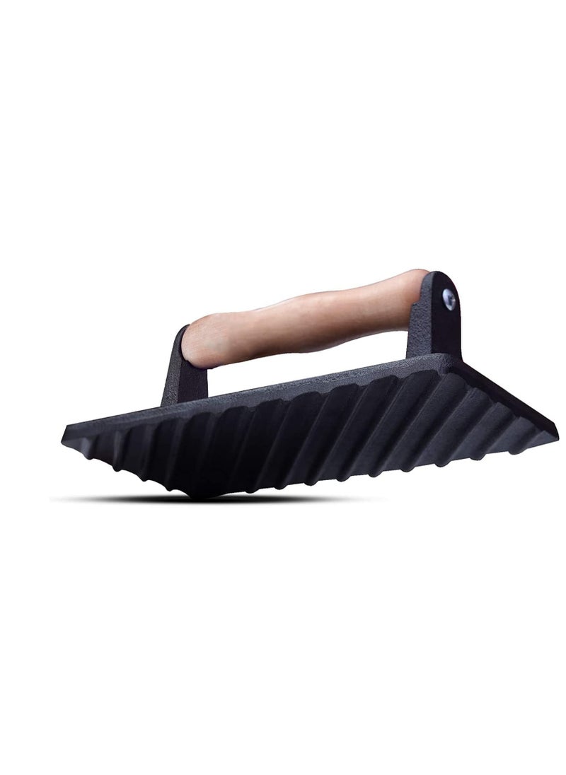 RADICALn RADICALn Burger Press Rectangle Heavy Cast Iron With Wooden Handle For Kitchen Sandwich And Grill Accessories  - Image 2