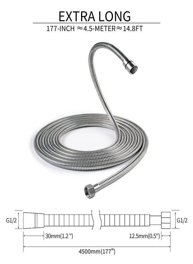 PHASAT Extra Long Shower Hose Replacement, 304 Stainless Steel Shower Head Hose Extension,177 Inches,Brushed Nickel - Image 2