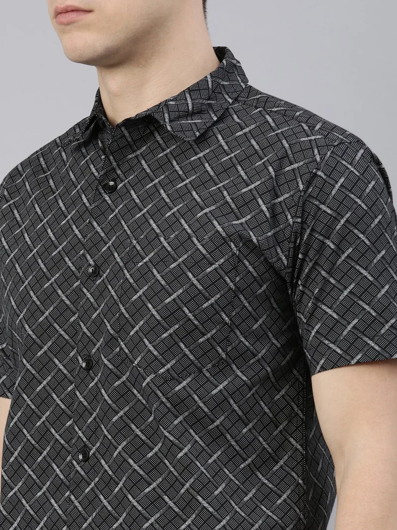 Joven  Black Printed Half Sleeve Casual Shirt for Men for Men | Best Price UAE