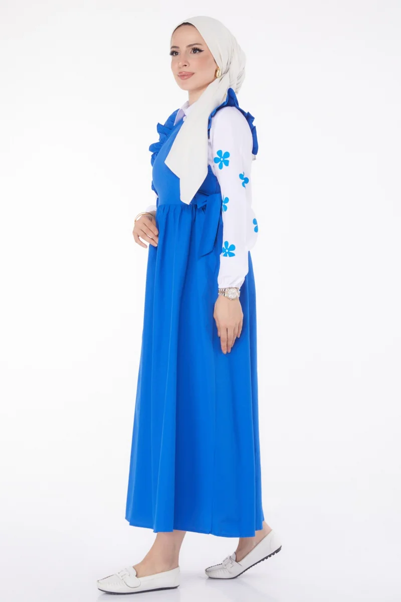 Tofisa Plain Crew Neck Women's Blue Shirt + Dress - 10510