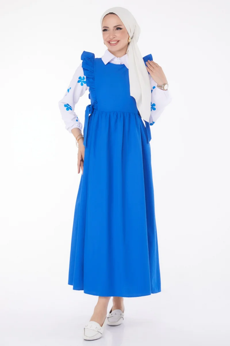 Tofisa Plain Crew Neck Women's Blue Shirt + Dress - 10510
