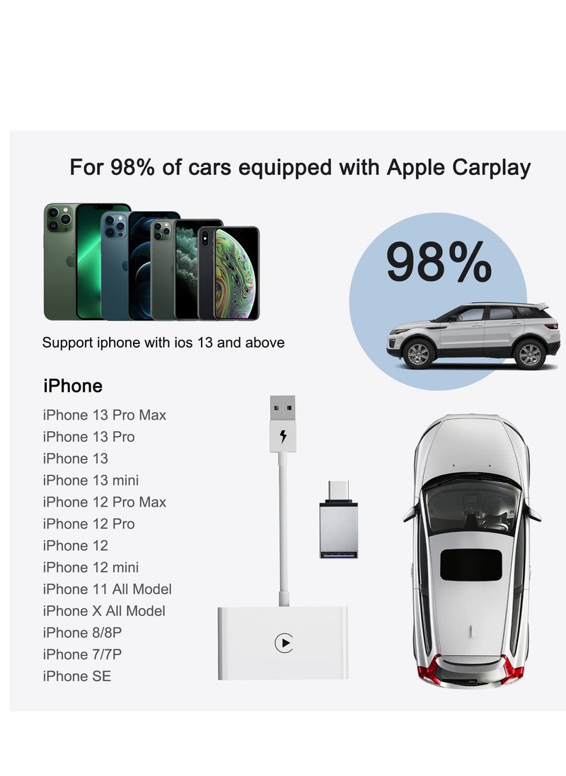 SYOSI - Wireless CarPlay Adapter for iPhone Wireless Carplay Dongle Converts Factory Cars Wired Carplay to Wireless Carplay Bluetooth Adapter 5Ghz WiFi Auto-Connect Online Update Support iOS 13+ - Image 1