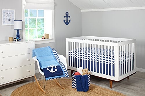 NoJo Little Love Separates Collection Solid Crib Skirt, Navy - Image 2