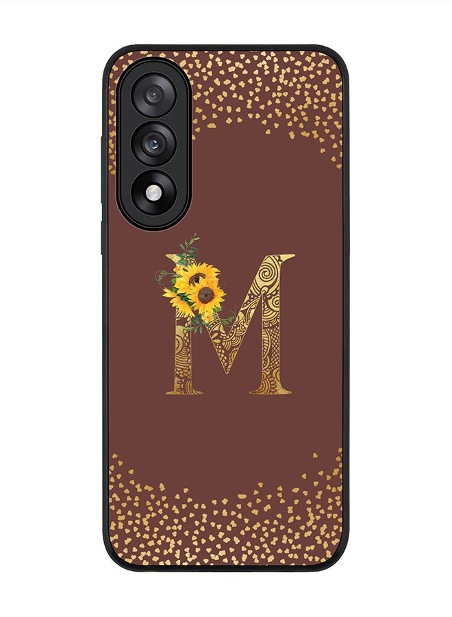 Stylizedd For OnePlus Nord 5 / Ace 5 Ultra Case,Slim fit Camera Protection, Shockproof Thin Phone cover  - Custom Floral Monogram - M  (Brown )