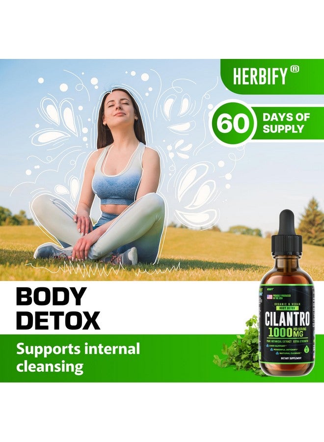HERBIFY صبغة الكزبرة - مكمل عشبي من الكزبرة للتخلص من السموم - مصدر غني بمضادات الأكسدة - يدعم تنظيف القلب والجسم - مصنوع في الولايات المتحدة - مستخلص الكزبرة 4 أونصة سائلة - Image 2