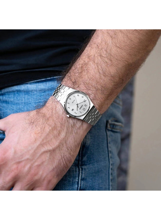 كاسيو ساعة كاسيو MTP-B145D-7BVDF تناظرية للرجال – قرص أبيض مع مؤشرات سوداء، سوار ستانلس ستيل فضي، تصميم نحيف وبسيط - Image 5