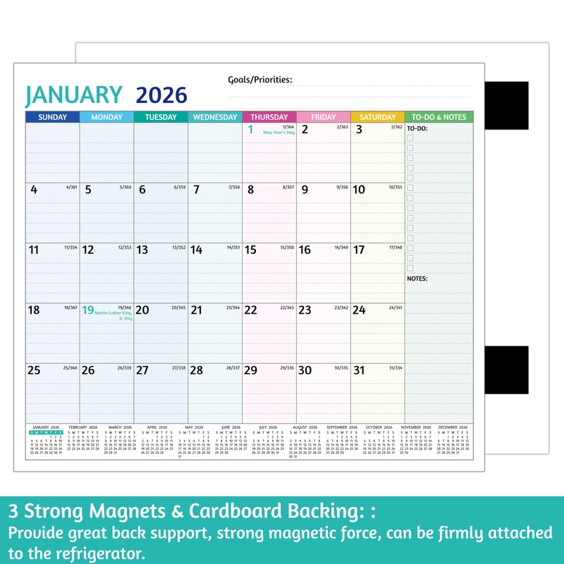 BowCuk 2026-2027 Magnetic Calendar for Refrigerator - 18 Monthly Calendar from Jan 2026 - Jun 2027, 13 x 11.3 In, Magnetic Fridge Calendar 2026 with Strong Magnets, Thick Paper, Ample Writing Space - Image 4