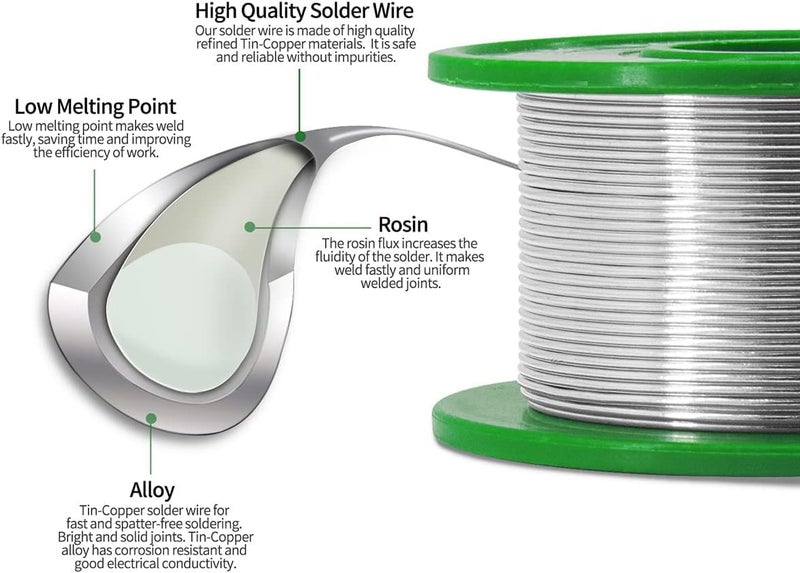 BIGTHREE Lead-Free Solder Wire 1.0mm (30g), Rosin Core Sn99.3/Cu0.7 Tin Alloy for Electronics Repair, Electrical Soldering & DIY Projects, High-Quality Soldering Wire for Components & Circuit Boards - Image 5