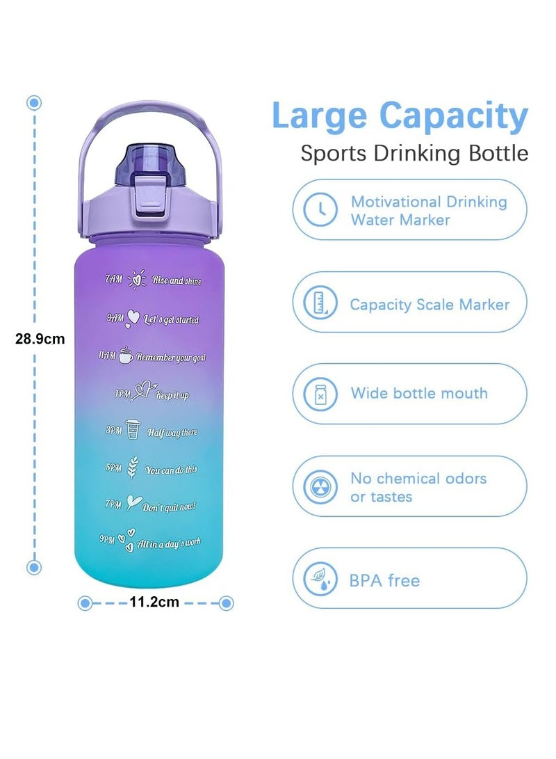 روییيس زجاجة مياه 2 لتر زجاجات مياه تحفيزية مع أوقات للشرب، إبريق ماء نصف جالون بمقبض وقش قابل للإزالة، خالية من مادة BPA ومضادة للتسرب للرياضات واللياقة البدنية في الهواء الطلق - Image 5