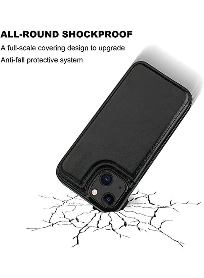 erorex Compatible With Iphone 13 Wallet Case With Card Holder Pu Leather Kickstand Card Slots Case Double Magnetic Clasp And Durable Shockproof Cover 6.1 Inch Iphone 13 Black  - Image 5