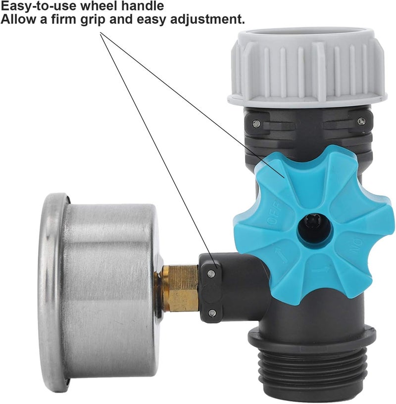 Luocute G3/4in Adjustable Water Pressure Regulator Valve with Pressure Gauge, Visualized Control System, Grip Handle, Drip Irrigation Pressure Regulator for Greenhouse Garden Lawn Patio - Image 4
