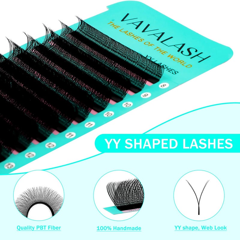 VAVALASH Y Lash Extensions C Curl 0.05mm 8-15mm Mix Tray Easy Premade Volume 4D Fans Eyelash Extension YY Type Natural Volume Lashes Extension Soft Matte Black Lashes (YY-0.05-C-8-15mm) - Image 2