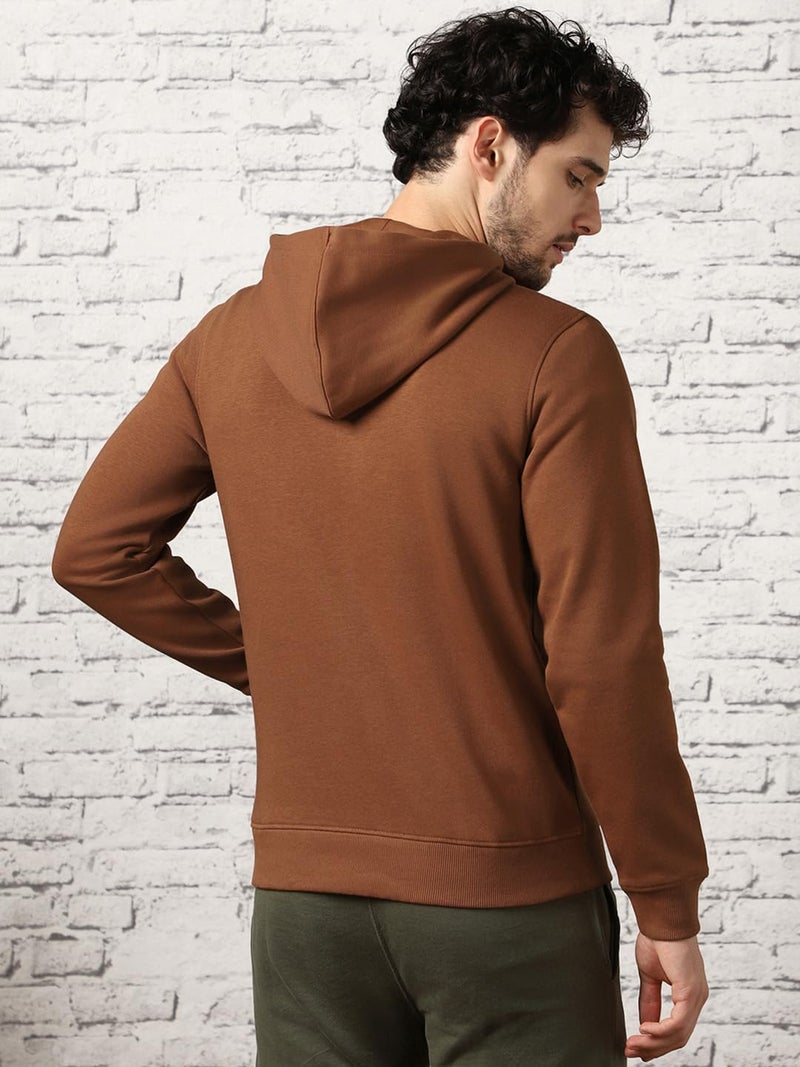 Nobero Men's Cotton Blend Neck Hooded Regular Fit Sweatshirt (1M-TWHO-C0681_Mocha Bisque_Medium) - Image 5