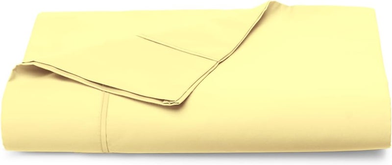 PIZUNA 100% Cotton Flat Bed Sheet Single 180x280 cm Mellow Yellow 1 PC, 400 Thread Count Luxurious Long Staple Cotton Sateen Weave Bed Sheet Mellow Yellow (ملاءة سرير مسطحة من القطن 100%) - Image 1