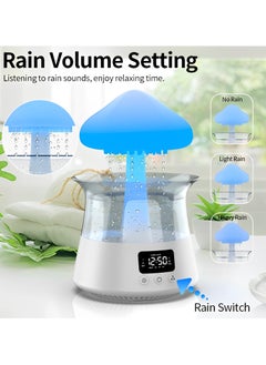 Fearlex Rain Cloud Humidifier and Diffuser | 5 in 1 Multi-Functional Mushroom Rain Humidifier with Alarm Clock, 7 Colors Cloud RGB Night Light, Relaxing Rain Water Drop Sound Humidifier for Home Decor  - Image 3