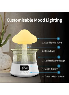 Fearlex Rain Cloud Humidifier and Diffuser | 5 in 1 Multi-Functional Mushroom Rain Humidifier with Alarm Clock, 7 Colors Cloud RGB Night Light, Relaxing Rain Water Drop Sound Humidifier for Home Decor  - Image 2