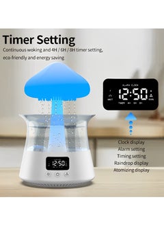Fearlex Rain Cloud Humidifier and Diffuser | 5 in 1 Multi-Functional Mushroom Rain Humidifier with Alarm Clock, 7 Colors Cloud RGB Night Light, Relaxing Rain Water Drop Sound Humidifier for Home Decor  - Image 4