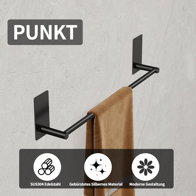 Vista Towel Bar 40cm SUS304 Stainless Steel Silver | No Drilling Towel Holder,Waterproof & Rustproof,Strong Self-Adhesive Towel Rail for Bahtroom,Kitchen and Living Room - Image 5