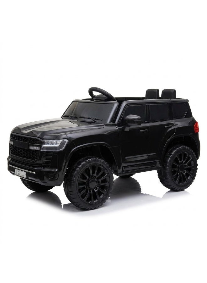 StarKids Kids Electric Police Ride-On Jeep Car, 2-Seater SUV with Parental Remote Control, LED Lights and Opening Doors - Black - Image 4
