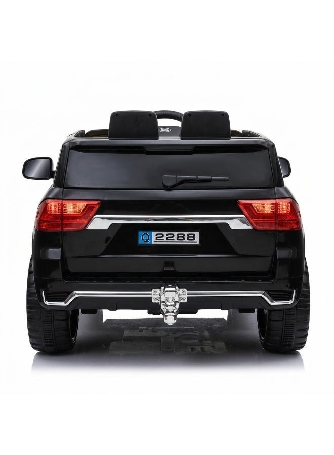 StarKids Kids Electric Police Ride-On Jeep Car, 2-Seater SUV with Parental Remote Control, LED Lights and Opening Doors - Black - Image 5