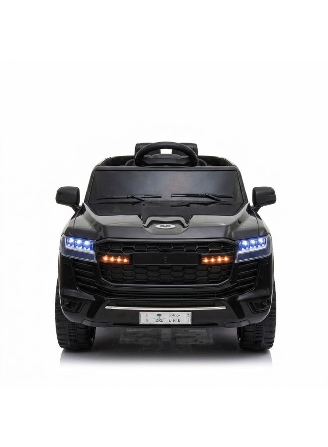 StarKids Kids Electric Police Ride-On Jeep Car, 2-Seater SUV with Parental Remote Control, LED Lights and Opening Doors - Black - Image 3