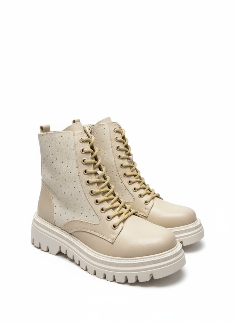 فيبراندا بوت أنيق بتصميم عصري مرصع بنقاط لامعة B-50-بيج - Image 2