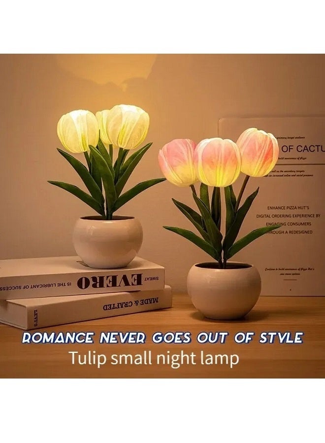 yalilai LED tulip night light, rechargeable, bedroom, dormitory, bedside environment light/sleep light (pink) - Image 3