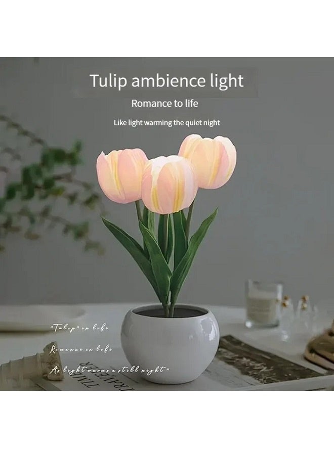 yalilai LED tulip night light, rechargeable, bedroom, dormitory, bedside environment light/sleep light (pink) - Image 4