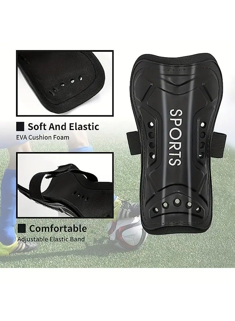Goolsky 1 Pair of Youth Soccer Shin Guards - Lightweight & Breathable Calf Protective Gear in White, Blue, Black with Adjustable Straps for Football Games, Soccer Gear - Image 1