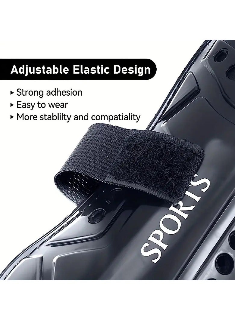 Goolsky 1 Pair of Youth Soccer Shin Guards - Lightweight & Breathable Calf Protective Gear in White, Blue, Black with Adjustable Straps for Football Games, Soccer Gear - Image 4