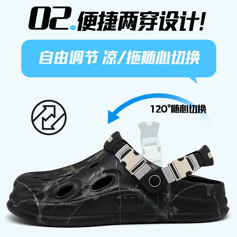 Large Size Outdoor Beach Shoes, Closed-Toe Clogs For Men, Lightweight Summer Clogs, Dual-Use Outdoor Fashion Sandals - Image 2