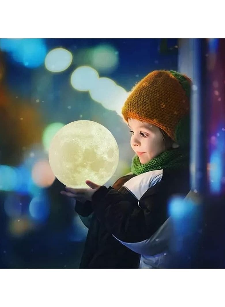 3D Moon Lamp 7 Multi Colors Changing Touch Sensor with Wooden Stand Moon Night Table Lamp for Bedroom - Image 3