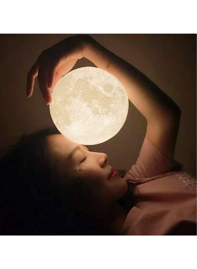 3D Moon Lamp 7 Multi Colors Changing Touch Sensor with Wooden Stand Moon Night Table Lamp for Bedroom - Image 2