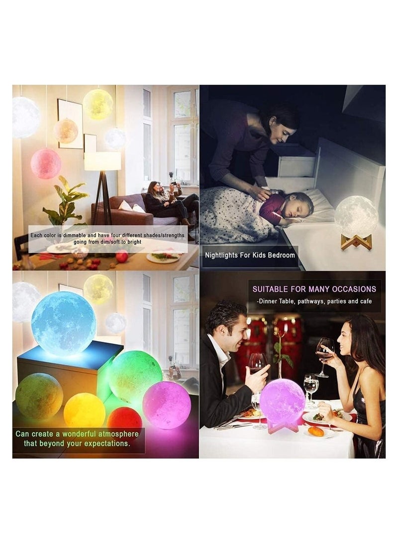 3D Moon Lamp 7 Multi Colors Changing Touch Sensor with Wooden Stand Moon Night Table Lamp for Bedroom - Image 4