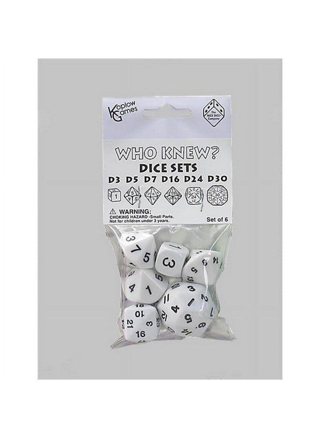 Koplow Games Koplow Games White Special Who Knew 6 Dice Set 