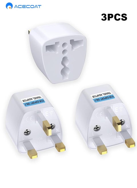 UK Travel Plug Adapter Power Socket Converter,EU/AU/US/Canada to HK/UK/Macau/Malaysia 3 Pin Portable Global Travel Charger,Universal Portable AC Wall Outlet Socket for Abroad Business Trip,3-Pack