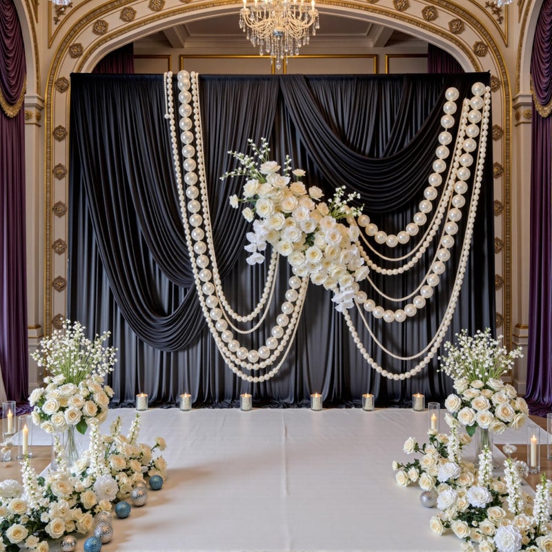 NSSONBEN 10ftx10ft Black Backdrop Curtains for Weddings Parties, Wrinkle Free 2 Panels Silky Polyester Photo Backdrop Drapes Back Drop Cloth Drapery for Birthday Mother'sDay Photography Background - Image 3