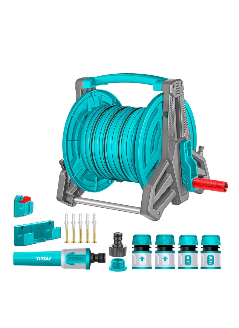 TOTAL - 20m 1/2" Garden Hose Stand with Connectors - Image 1