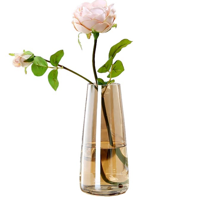 MODERN GLASS VASE IRISED CRYSTAL CLEAR GLASS VASE FOR HOME OFFICE DECOR CRYSTAL AMBER