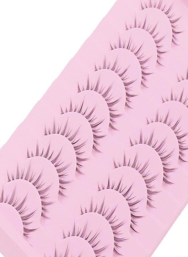 AUGENLI 10 Pairs Manga Lashes Natural Look Wispy Clusters 16mm Spiky Style Japanese Anime Cosplay Cat Eye Lashes Extension Makeup Faux Mink False Eyelashes (LK01) - Image 4