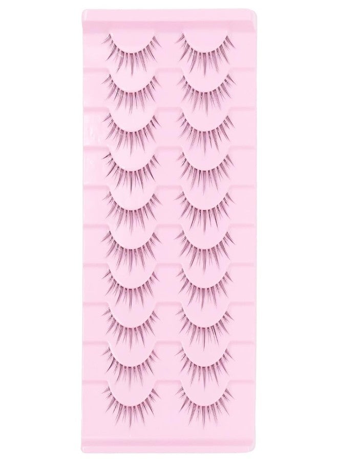 AUGENLI 10 Pairs Manga Lashes Natural Look Wispy Clusters 16mm Spiky Style Japanese Anime Cosplay Cat Eye Lashes Extension Makeup Faux Mink False Eyelashes (LK01) - Image 2