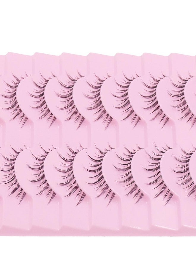 AUGENLI 10 Pairs Manga Lashes Natural Look Wispy Clusters 16mm Spiky Style Japanese Anime Cosplay Cat Eye Lashes Extension Makeup Faux Mink False Eyelashes (LK01) - Image 3