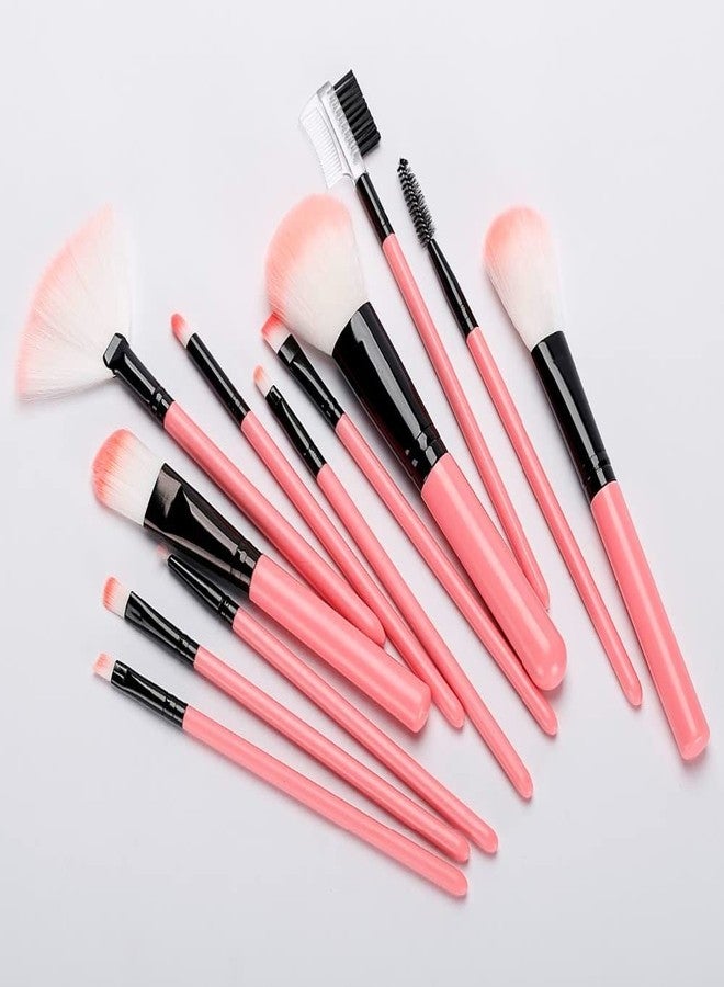 GBEX 12 Pcs Bottle Makeup Brush Sets for Foundation,Eye shadow, Eyebrow, Concealer Contour Cosmetic Beauty Saloon Brushes Kit Makeup Tools with Case (Pink Color) (Pack of 1) - Image 4