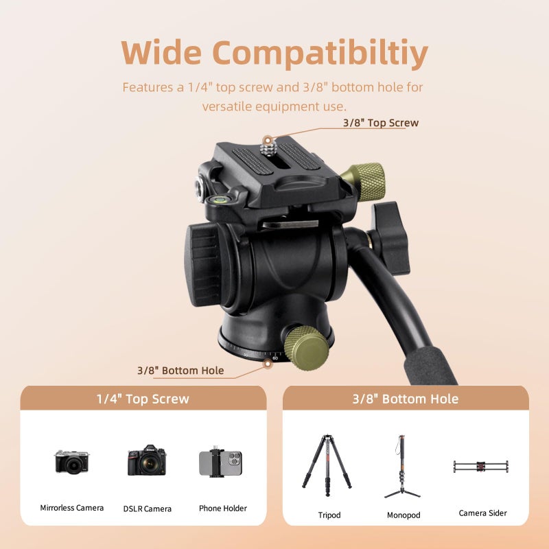 Cayer CH10L Carbon Fiber Tripod with S1 Mini Fluid Head, 28" Compact Desktop Stand, Tabletop Camera Support with Center Column for Mirrorless Cameras Video Camcorder Mobile Phone Webcam - Green - Image 4