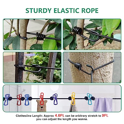 Tekeviss Retractable Travel Clothesline, Portable Clothesline (Including 2 Compressible Towels) 12 clothespins, Suitable for Indoor and Outdoor, Balcony, Outdoor Camping use Multicolor - Image 5
