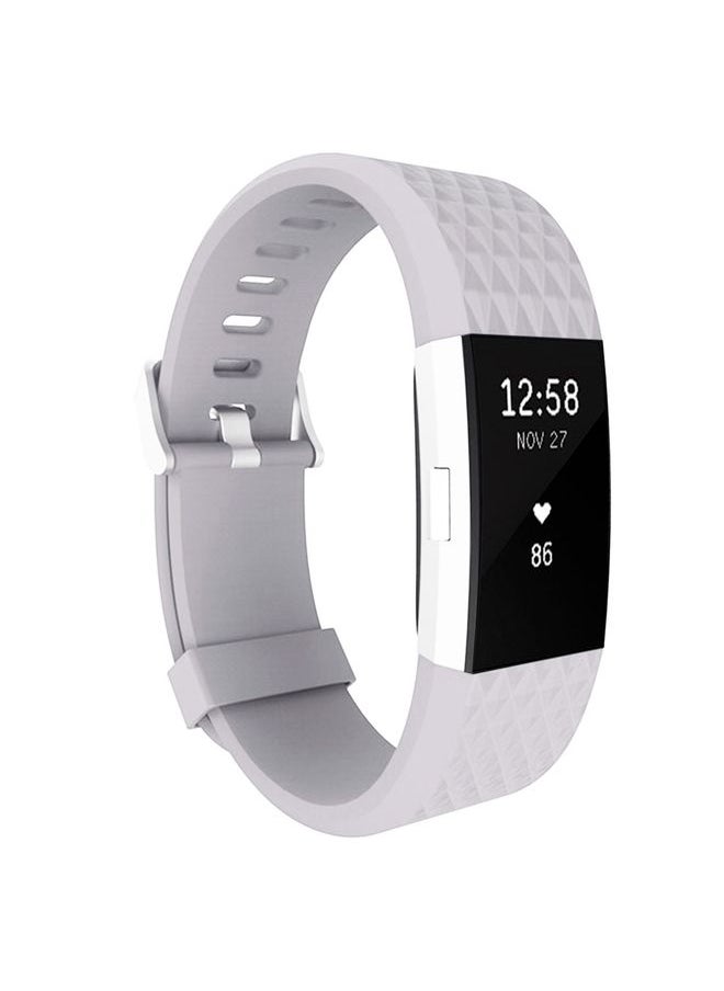 HuHa - For Fitbit Charger 2 Bracelet Watch Diamond Texture TPU Watch Band, Full Length: 23cm(Grey) - Image 1