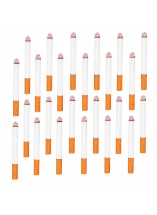 puff cigarettes fake Realistic Looking Stage (3.5") Prop for Prank, Halloween Costume, Movie, or Theater Play Tricky Fun Gag Cool Toy Fancy Dress These realistic cigarettes actually puff out smoke when you exhale through them Puff Cigarettes Carded Pack