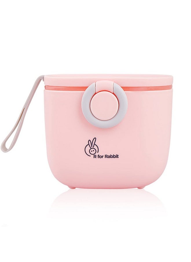 R for Rabbit Silicone First Feed Box For Baby, Kids Milk Powder Box Multi-Functional Meal Box 210G Pink  - Image 1