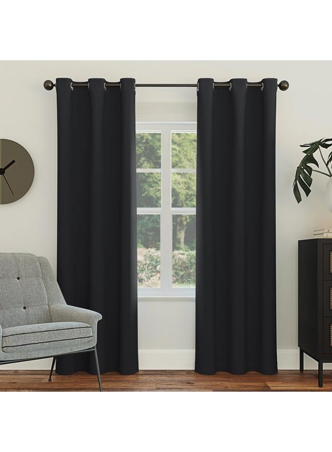 Sun Zero Easton Energy Saving Blackout Grommet Curtain Panel, 40" x 54", Black - Image 1