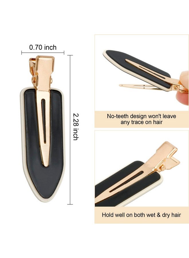 AMCAMI Mcami 4 Pcs No Crease Hair Clipsno Bend Hair Clips For Styling Classic Black & White Flat Clip No Dent Alligator Hair Barrettes For Hairdressing Bangs Waves Woman Girl Makeup Application - Image 3